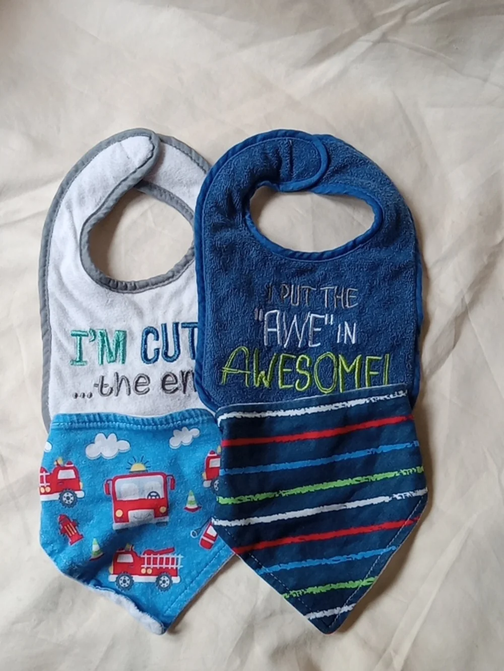 Blue and White Boys Bandana Bib Set - Cute & Awesome Duo